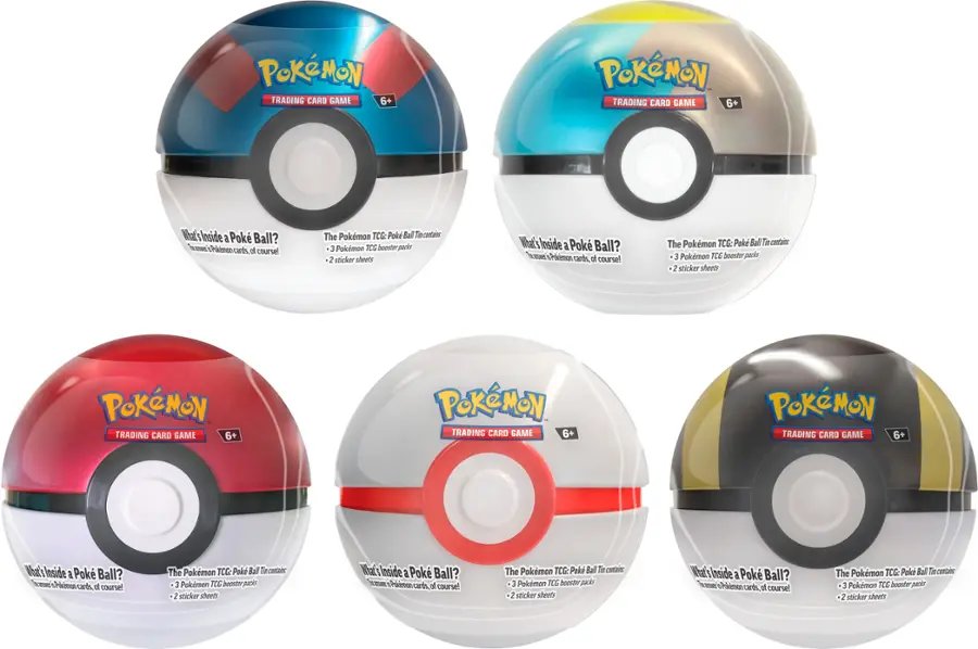 Pokemon TCG Pokeball Mystery Tin with 3 Booster Packs and 2 Sticker Sheets - 1 Pokeball