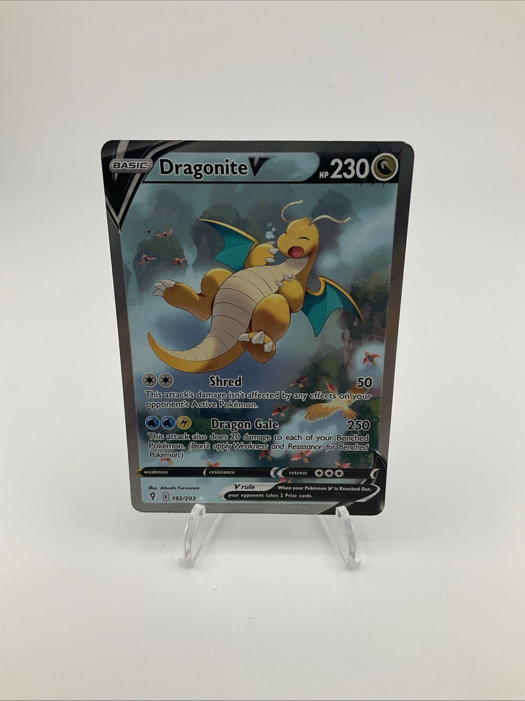 Pokemon TCG Dragonite V (Alternate Full Art) 192/203 SWSH07: Evolving Skies Holo NM