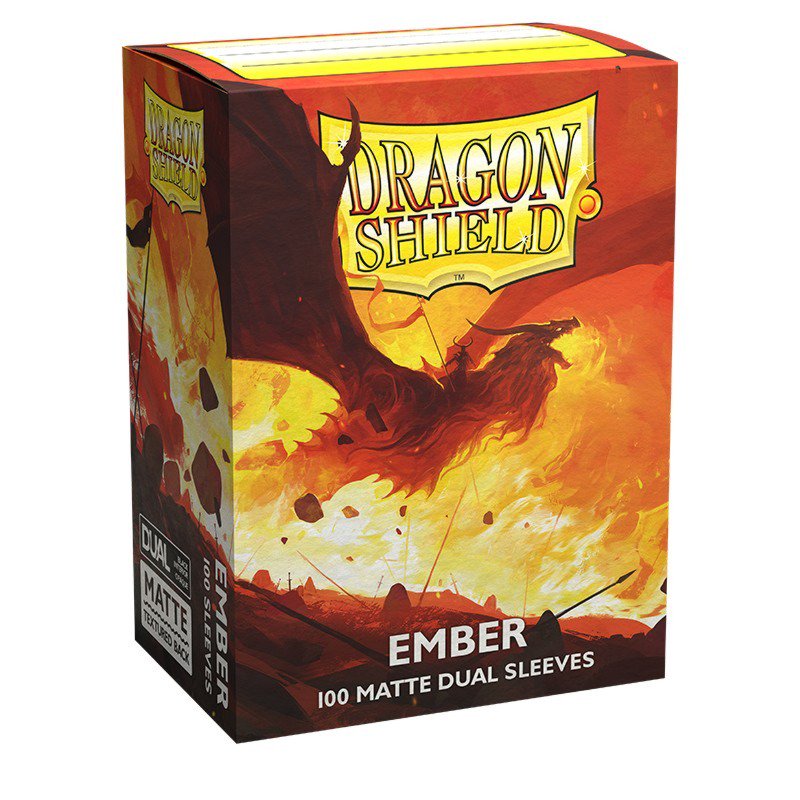 Dragon Shield Dual Matte Sleeves Ember 100 Count Standard Size Card Sleeves, Textured Matte Back, Clear Front, Black Interior