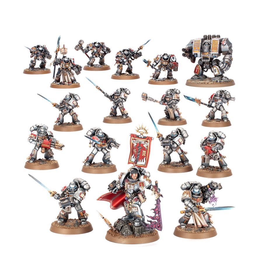 Warhammer 40K Combat Patrol Grey Knights Army Set – 17 Miniatures Including Castellan Crowe, Strike Squad, Brotherhood Terminators & Venerable