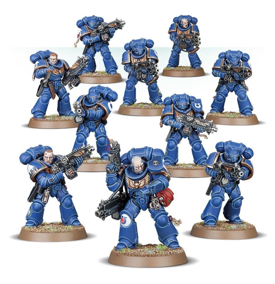 Warhammer 40K Space Marines Primaris Intercessors Squad Miniatures Set – 10 Multi-Part Plastic Figures with Bolt Rifle Options, Mk X Tacticus Armour &