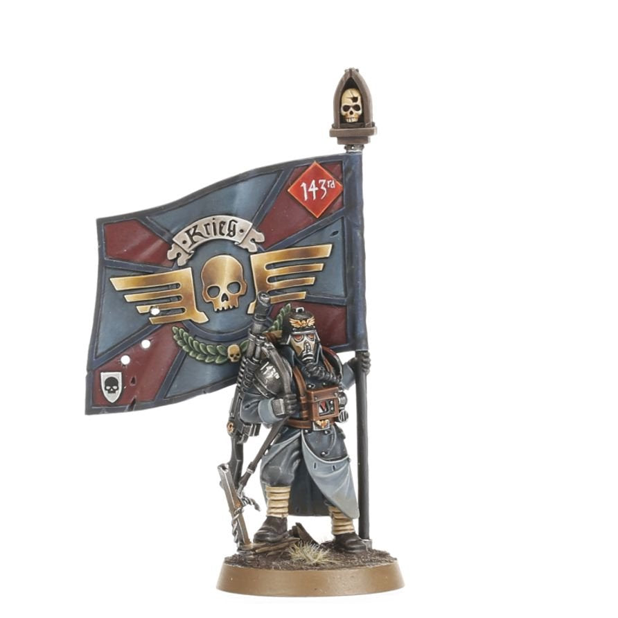 Warhammer 40K Astra Militarum Krieg Command Squad Miniatures Kit – Lord Commissar & Veteran Krieg Guardsmen – 7 Plastic Figures with Custom Weapon