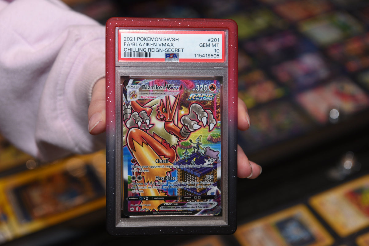 ER Bumper Slab PSA Gradient Red Black Glitter Protective Frame for Graded Trading Card Slabs