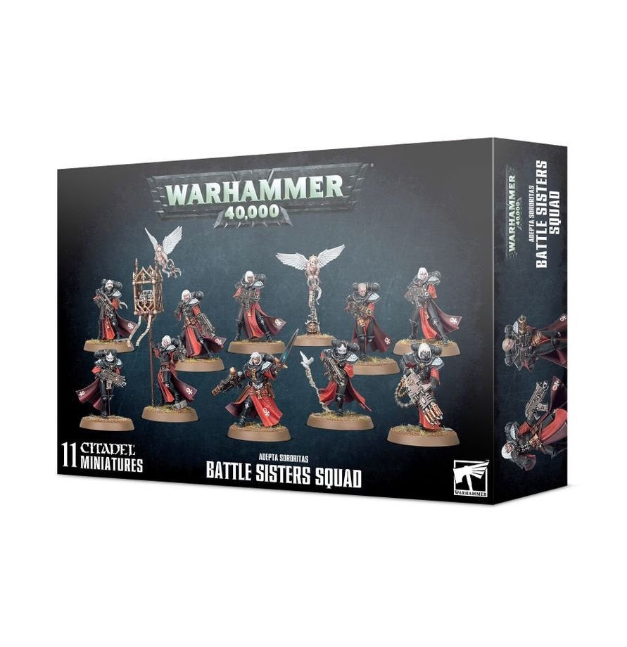 Warhammer 40K Adepta Sororitas Battle Sisters Squad Miniatures Set, Builds 10 Battle Sisters or Dominion Squad, Citadel Plastic Models with Custom