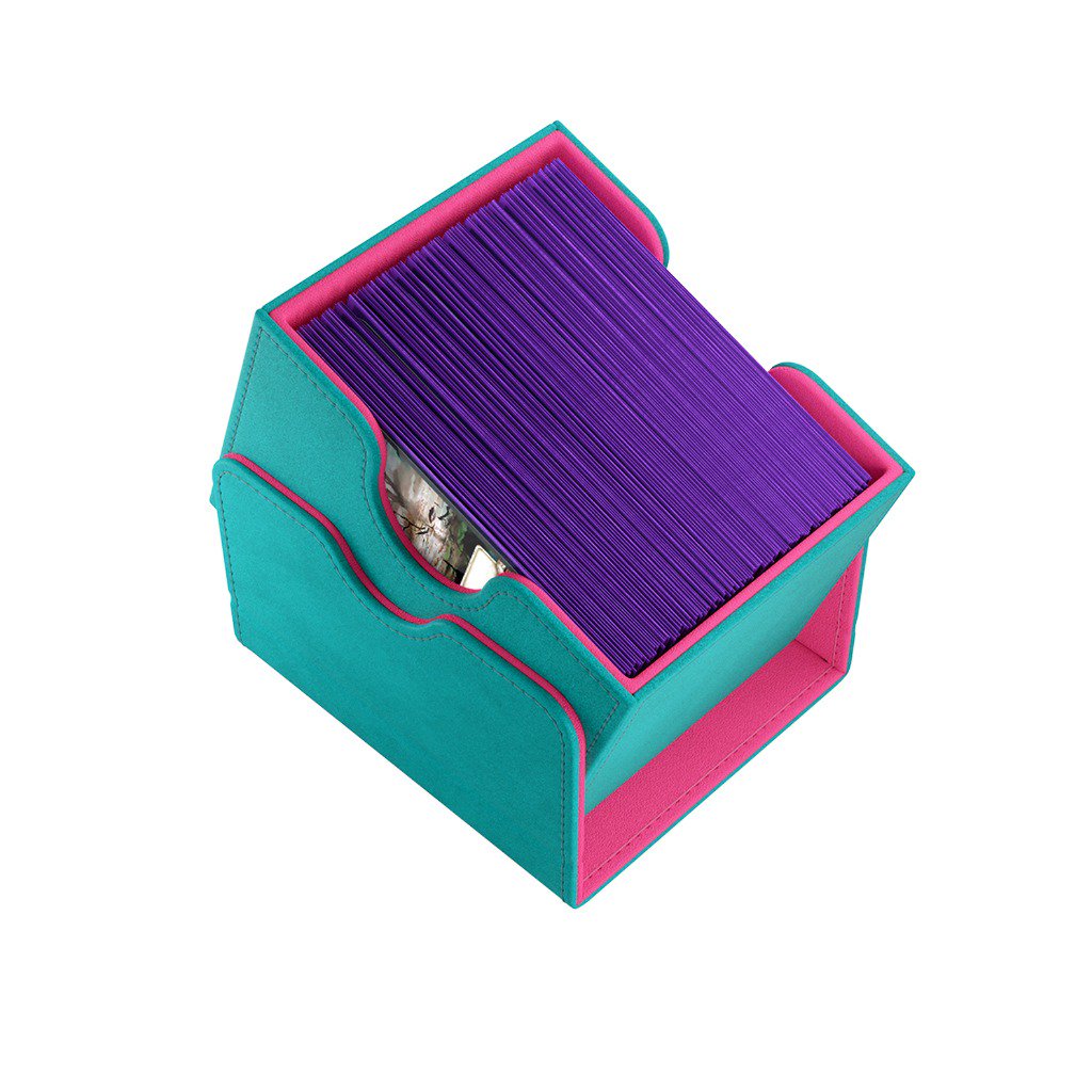 Gamegenic Sidekick 100+ XL Teal/Pink Card Deck Box, Extra Large Convertible Card Holder for 100 Double-Sleeved Cards, Commander Deck Storage