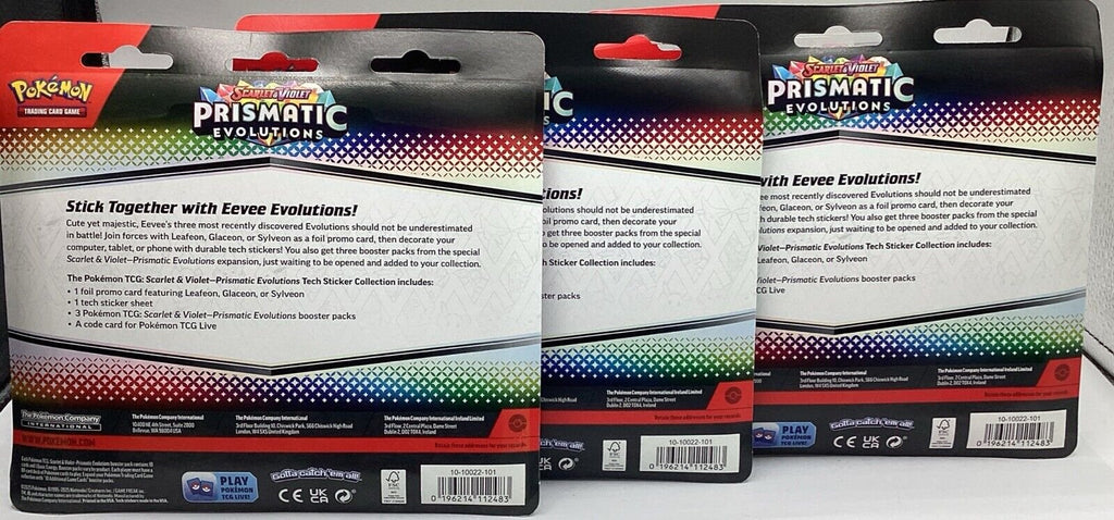 Pokemon TCG Prismatic Evolutions Tech Sticker Collection - Set of 3 Factory Sealed