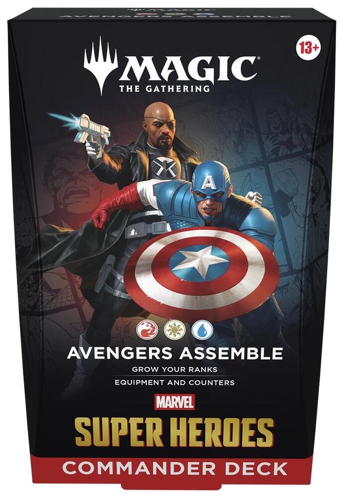 Magic: The Gathering Marvel Super Heroes Commander Deck - Avengers Assemble – Ready-to-Play 100-Card Deck, 30 New Cards, Collectible MTG Commander