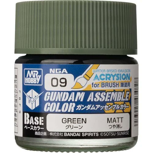Gundam Assemble Color NGA09 Green Paint for Gundam Model Kits by Mr. Hobby - Acrylic Paint for Gunpla, Armor, Detailing, Perfect Grade & HG Gundams