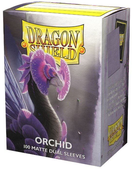 Dragon Shield Dual Matte Sleeves Orchid 100 Count, Standard Size Card Sleeves with Textured Matte Back, Black Interior, Clear Front, Protective