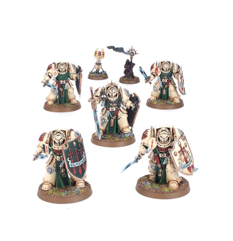 Warhammer 40,000 Dark Angels Deathwing Knights – Elite Dark Angels Terminator Squad Miniatures with Storm Shields, Power Swords & Heavy Maces