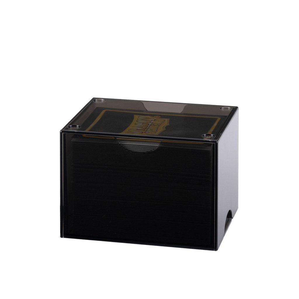 Dragon Shield Strongbox Card Deck Box Black 100+ Double-Sleeved Card Capacity, Clear Acrylic TCG Storage Case, Stackable Deck Box with Secure Vacuum