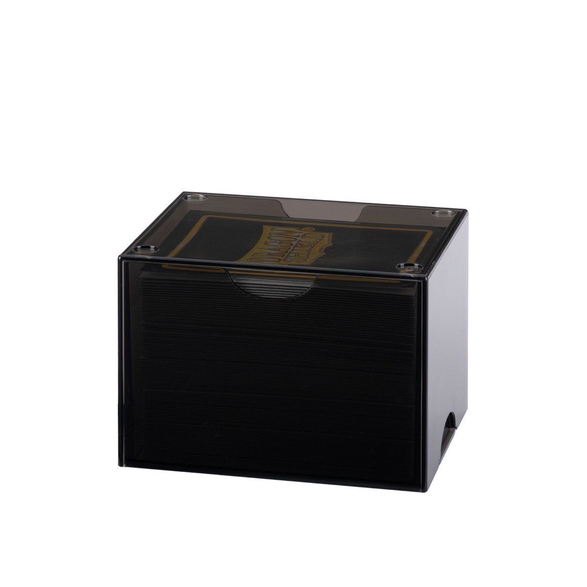 Dragon Shield Strongbox Card Deck Box Black 100+ Double-Sleeved Card Capacity, Clear Acrylic TCG Storage Case, Stackable Deck Box with Secure Vacuum