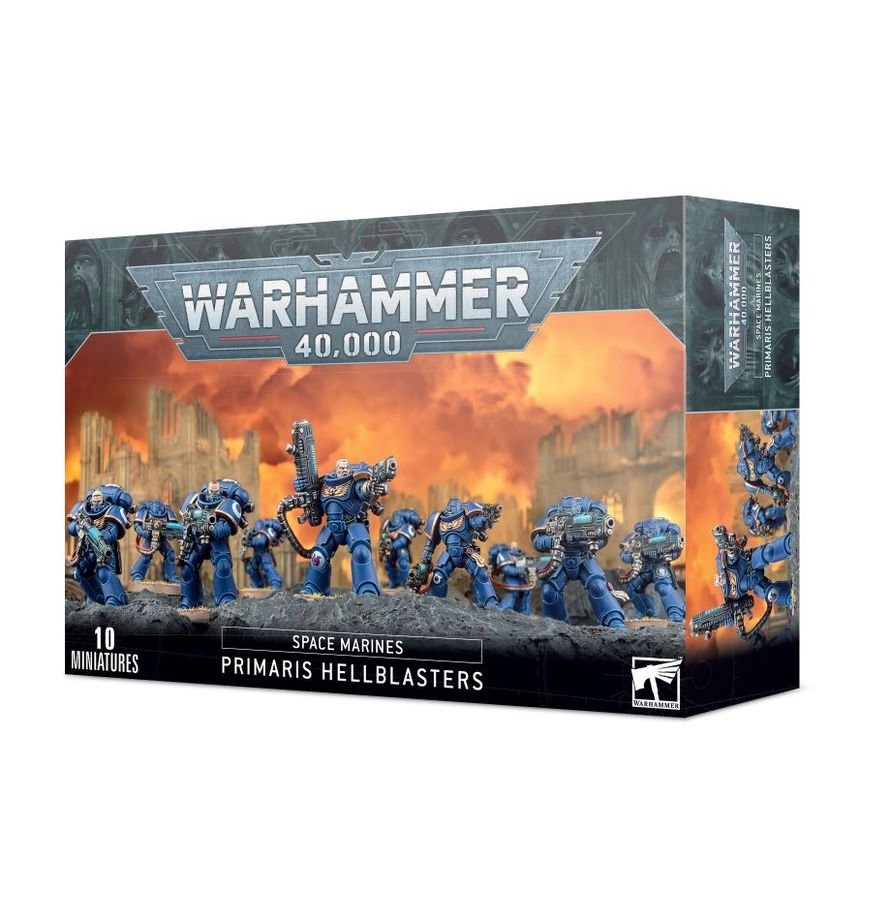 Warhammer 40,000 Space Marines Primaris Hellblasters Squad Miniatures Kit – 10 Multi-Part Plastic Models with Plasma Weapons, Citadel Bases & Transfer