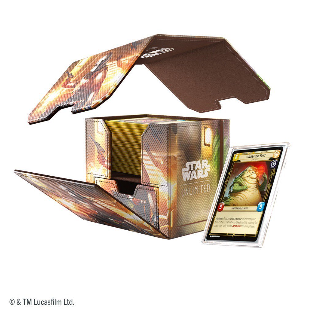 Star Wars Unlimited Deck Pod The Mandalorian & Grogu, Premium Deck Box with UV-Protected Slide Card Case, 60-Card Double-Sleeved Deck Holder, Token