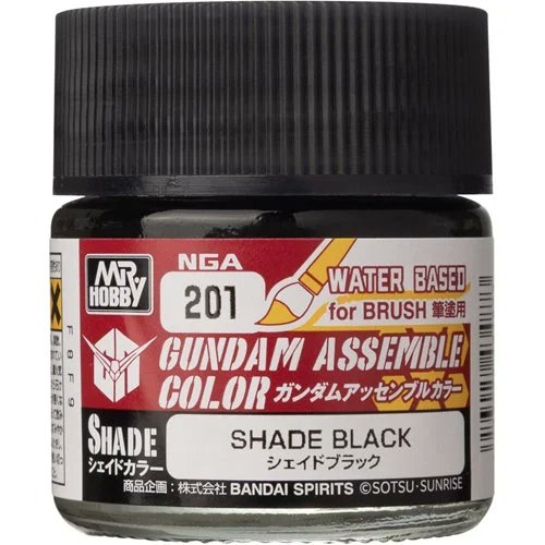 Gundam Assemble Color NGA201 Shade Black Paint by Mr. Hobby – Premium Acrylic for Gundam Model Kits, Smooth Matte Finish, High Coverage for Bandai HG