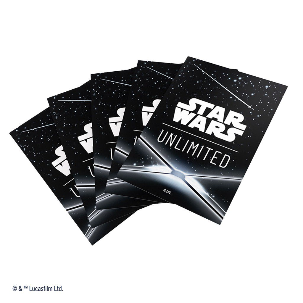 Star Wars Unlimited Art Sleeves Card Back Black, 60 Standard Size Card Sleeves with Clear Leader Sleeve, Durable TCG Card Protectors for Star Wars