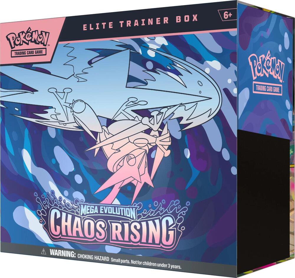 Pokémon Trading Card Game Chaos Rising Elite Trainer Box ME04 – ETB Expansion Set with Booster Packs, Card Sleeves, Dice & Collectible Pokémon Cards