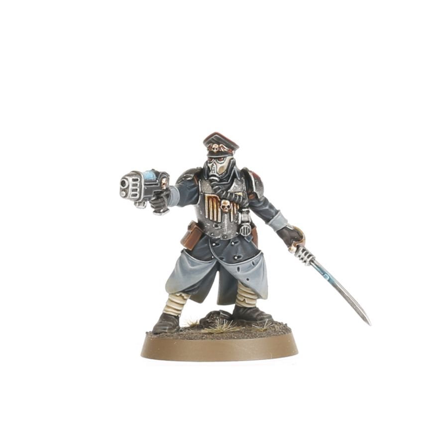 Warhammer 40K Astra Militarum Krieg Command Squad Miniatures Kit – Lord Commissar & Veteran Krieg Guardsmen – 7 Plastic Figures with Custom Weapon