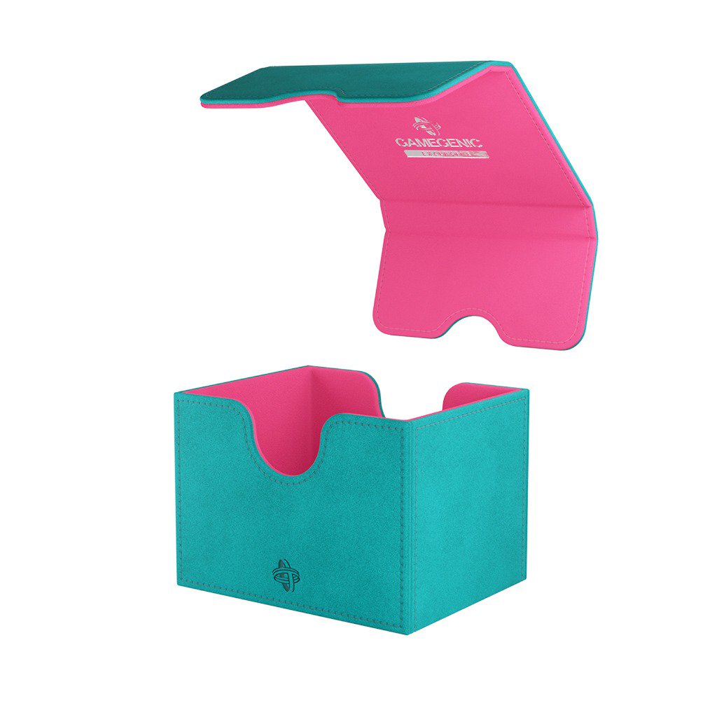 Gamegenic Sidekick 100+ XL Teal/Pink Card Deck Box, Extra Large Convertible Card Holder for 100 Double-Sleeved Cards, Commander Deck Storage