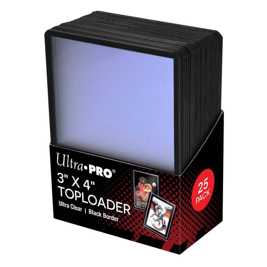 Ultra PRO 3" x 4" Black Border Toploader for Standard Size Trading Cards, Rigid Protective Card Holders, Premium Display & Storage, 25 Count