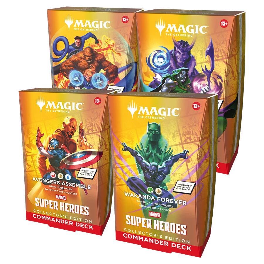 MTG Marvel Super Heroes Collector’s Edition Commander Deck Case – 4 Ready-to-Play Magic: The Gathering Decks with Surge Foil Cards & Exclusive New