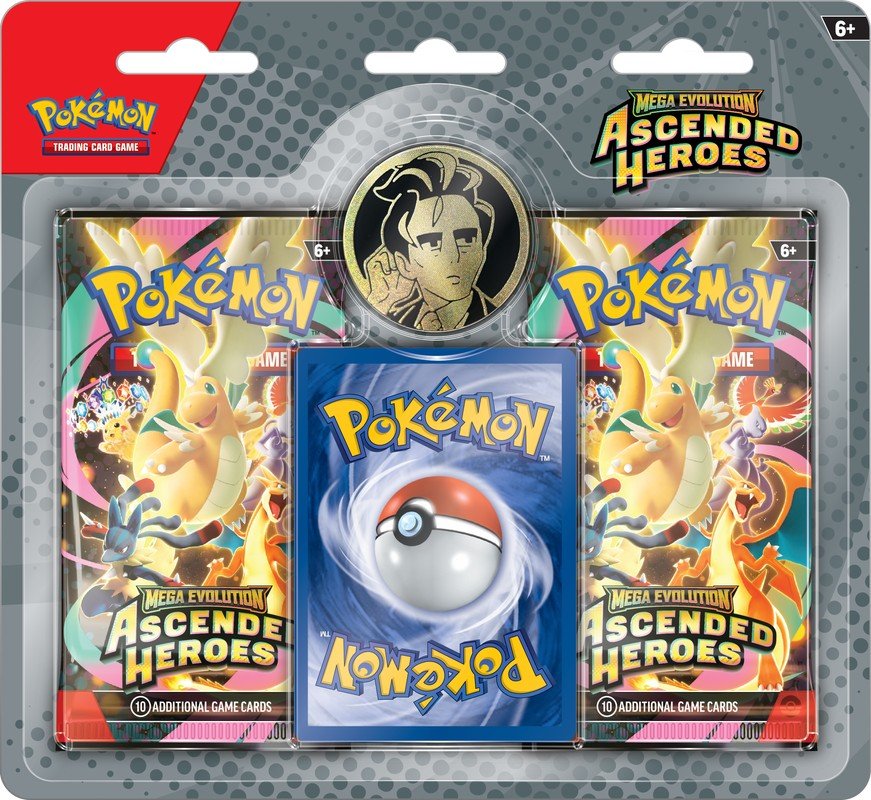 Pokémon Mega Evolutions 2.5 Ascended Heroes 2-Pack Blister – Erika’s Tangela & Larry’s Komala Promo Cards, 2 Pokémon Booster Packs, Coin, Trading