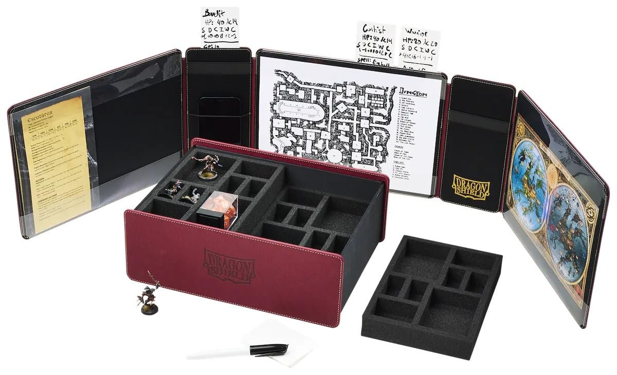 Dragon Shield Role Playing Game Master Companion Blood Red – Compatible with Official DND Spell Cards - 6 Foam Trays with Room for a Total of Over 40