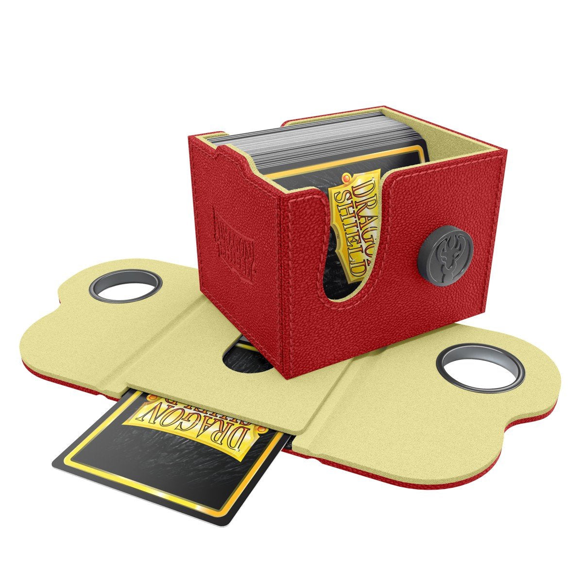 Dragon Shield Dragon Lock System Deck Box 100+ Red & Lemon Magnetic Card Deck Case for TCG & Trading Cards, Acrylic Display Window, Holds 130