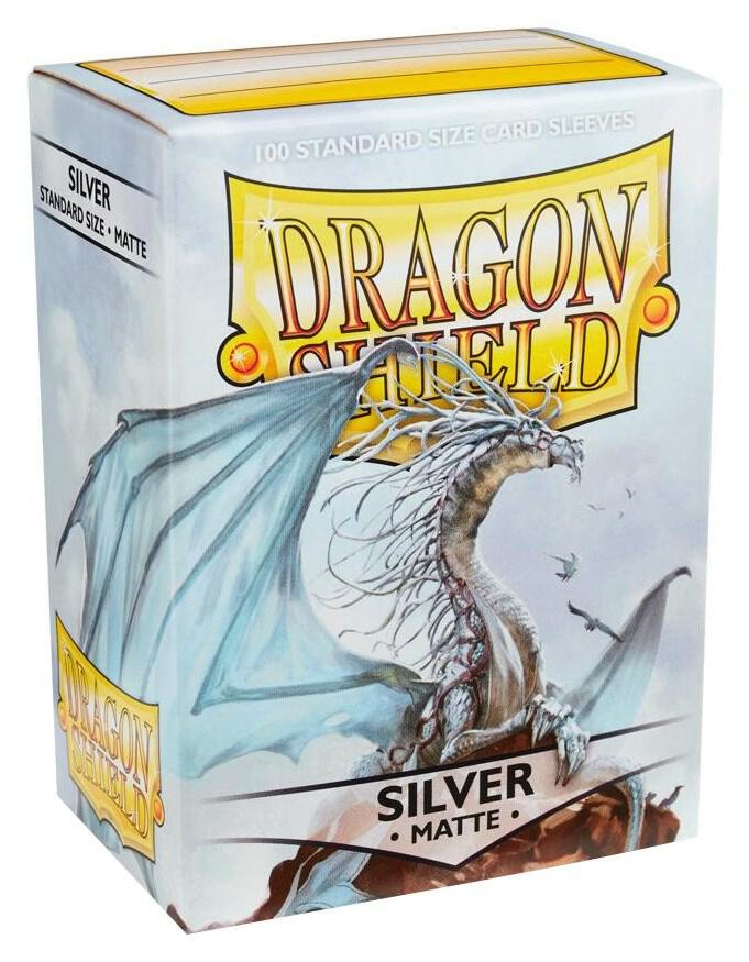 Dragon Shield Card Sleeves Silver Matte Standard Size Trading Card Protectors, 100ct
