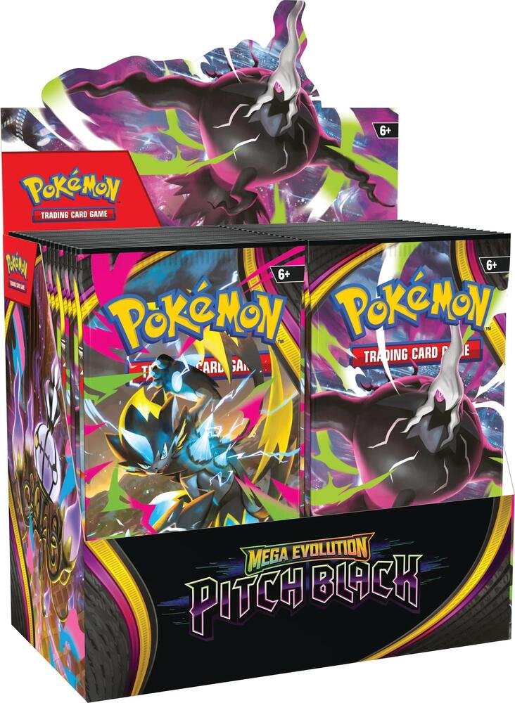 Pokémon TCG Pitch Black Booster Box ME05 – 36 Booster Packs, 10 Cards Each, Mega Darkrai ex, Zeraora ex, Chandelure ex, Collectible Trading Card Game