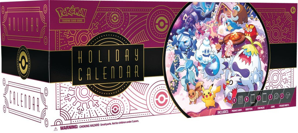 Pokémon TCG: Holiday Calendar 2025 – 25 Days of Surprises with 8 Festive Foil Cards, 6 Booster Packs, 7 Fun Packs, 2 Coins, 2 Sticker Sheets & Code