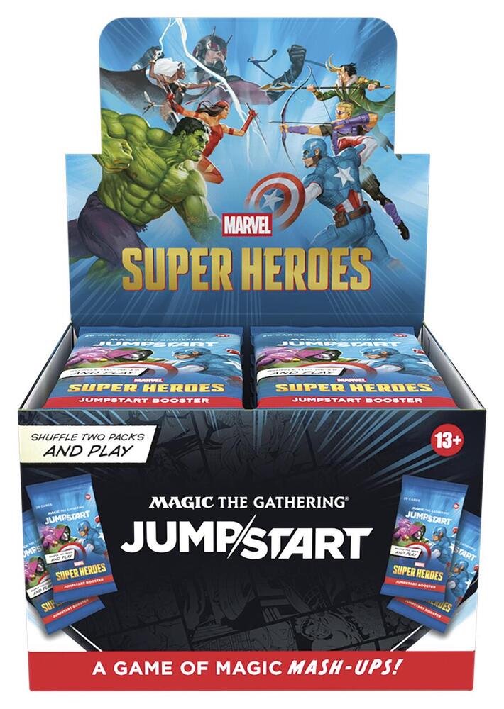 Magic: The Gathering Marvel Super Heroes Jumpstart Booster Box – 24 Packs, 20 Cards Each, Instant Play Decks, 51 Themes, Collectible TCG Crossover by