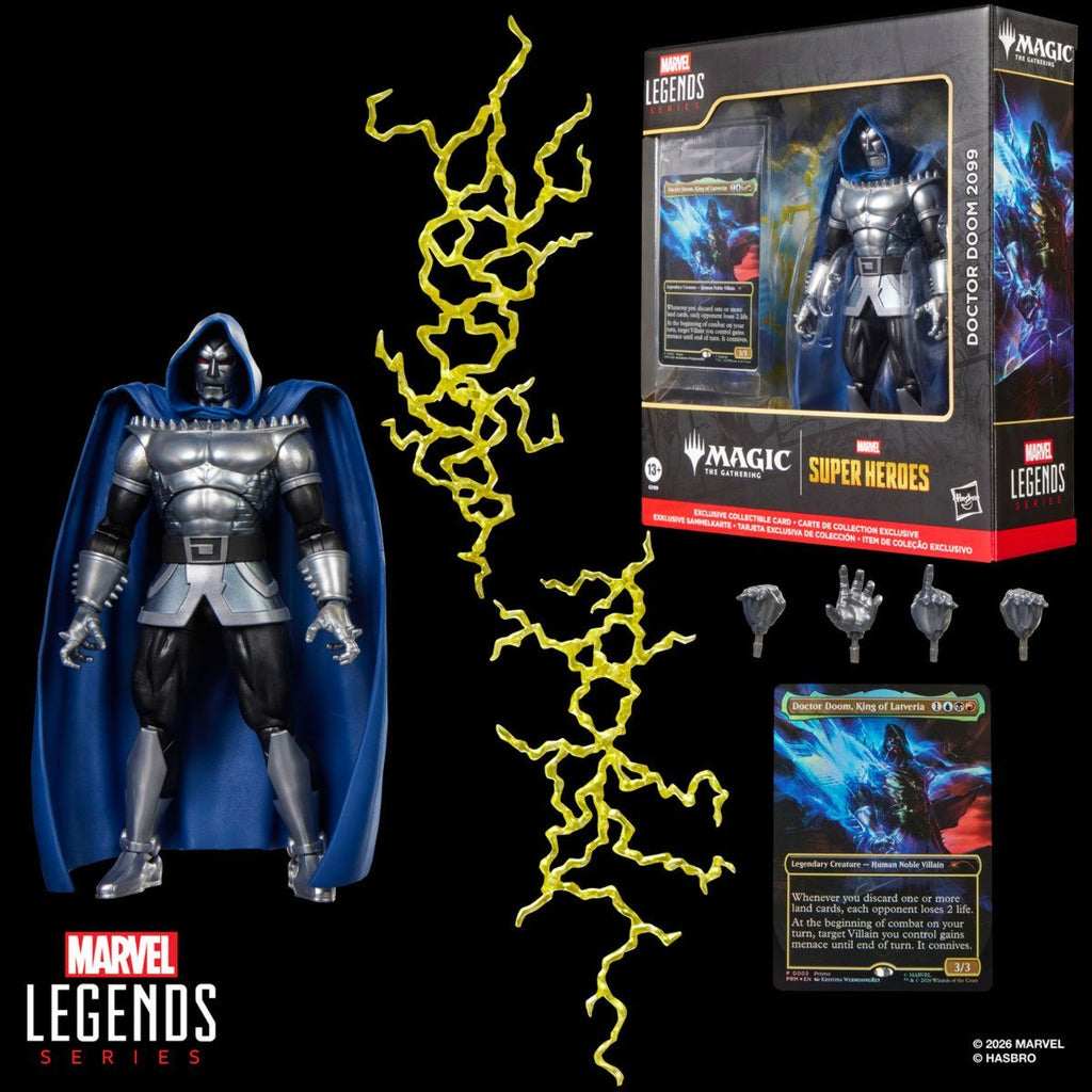 Marvel Legends Series Doctor Doom 2099 6-Inch Action Figure with 8 Accessories and Exclusive Foil Magic: The Gathering Card