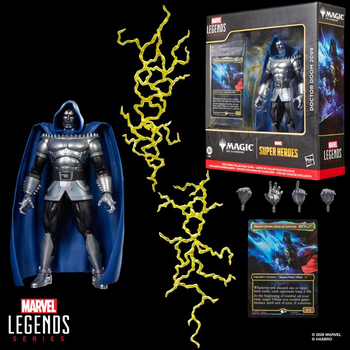 Marvel Legends Series Doctor Doom 2099 6-Inch Action Figure with 8 Accessories and Exclusive Foil Magic: The Gathering Card