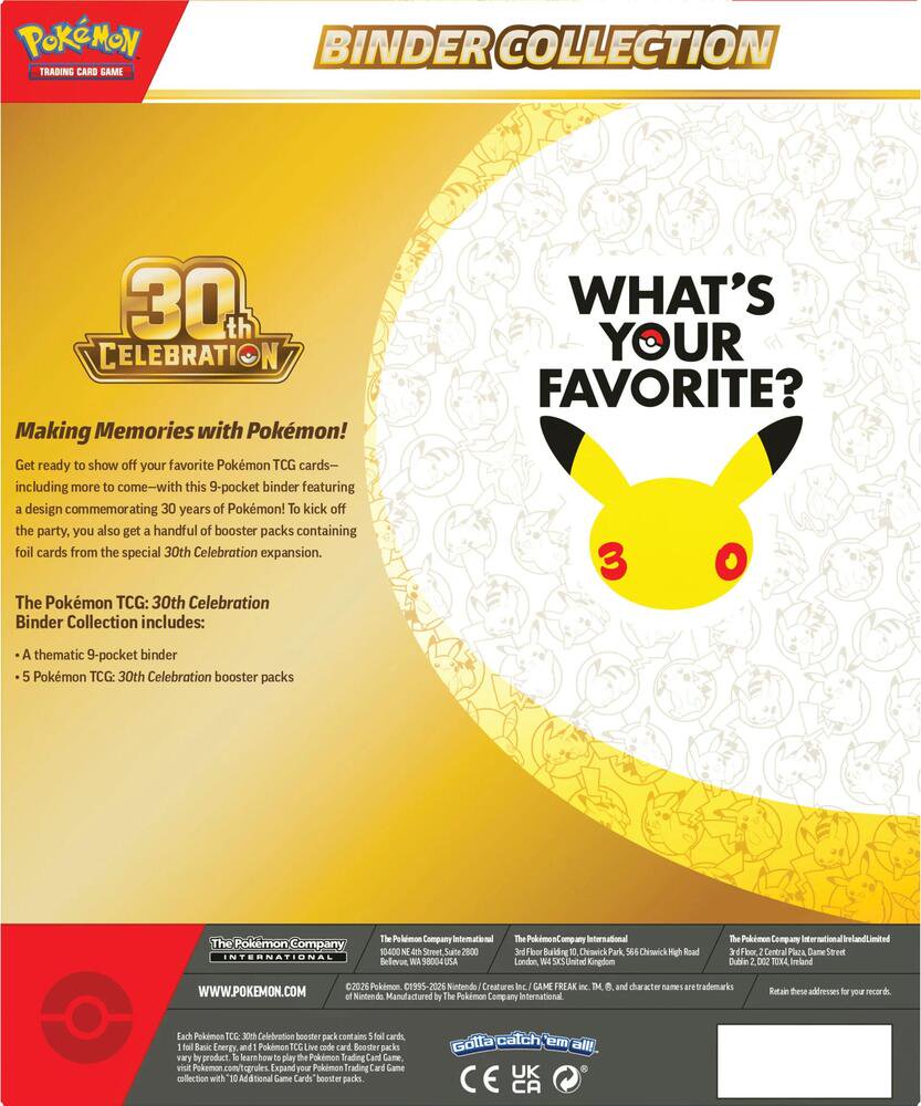 Pokémon TCG: 30th Celebration Binder Collection (4-Pocket Portfolio Binder & 4 Booster Packs) - (Preorder)