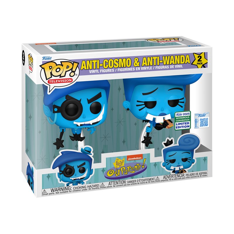 Anti-Cosmo & Anti-Wanda Funko Pop! The Fairly OddParents 2-Pack - WonderCon 2025 Exclusive SHARED Sticker - Approx. 4.95" and 5.05" Collectible Vinyl