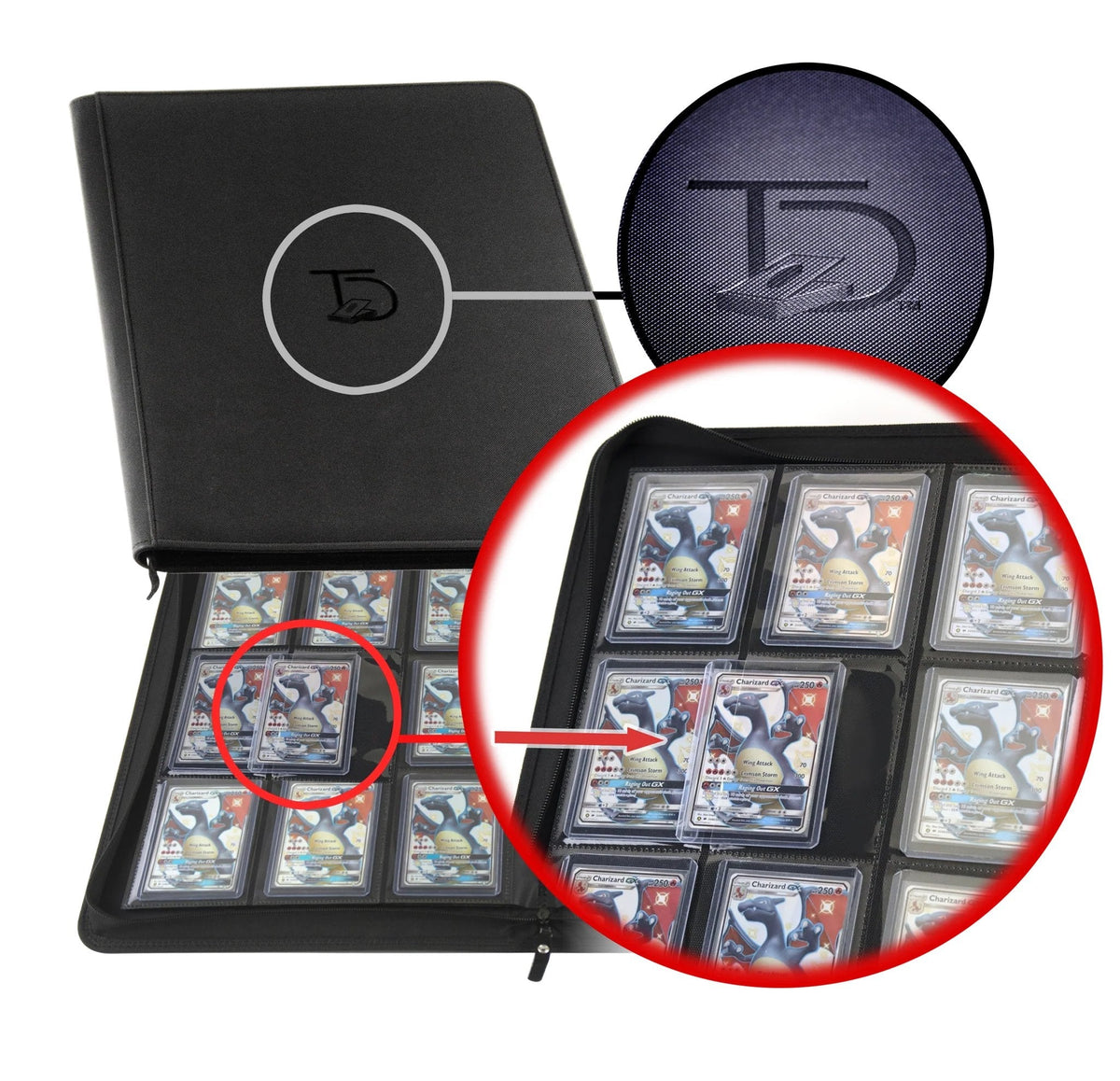 TopDeck Top Loader Binder for 216 Cards, 9 Pocket Side Loading Trading Card Album