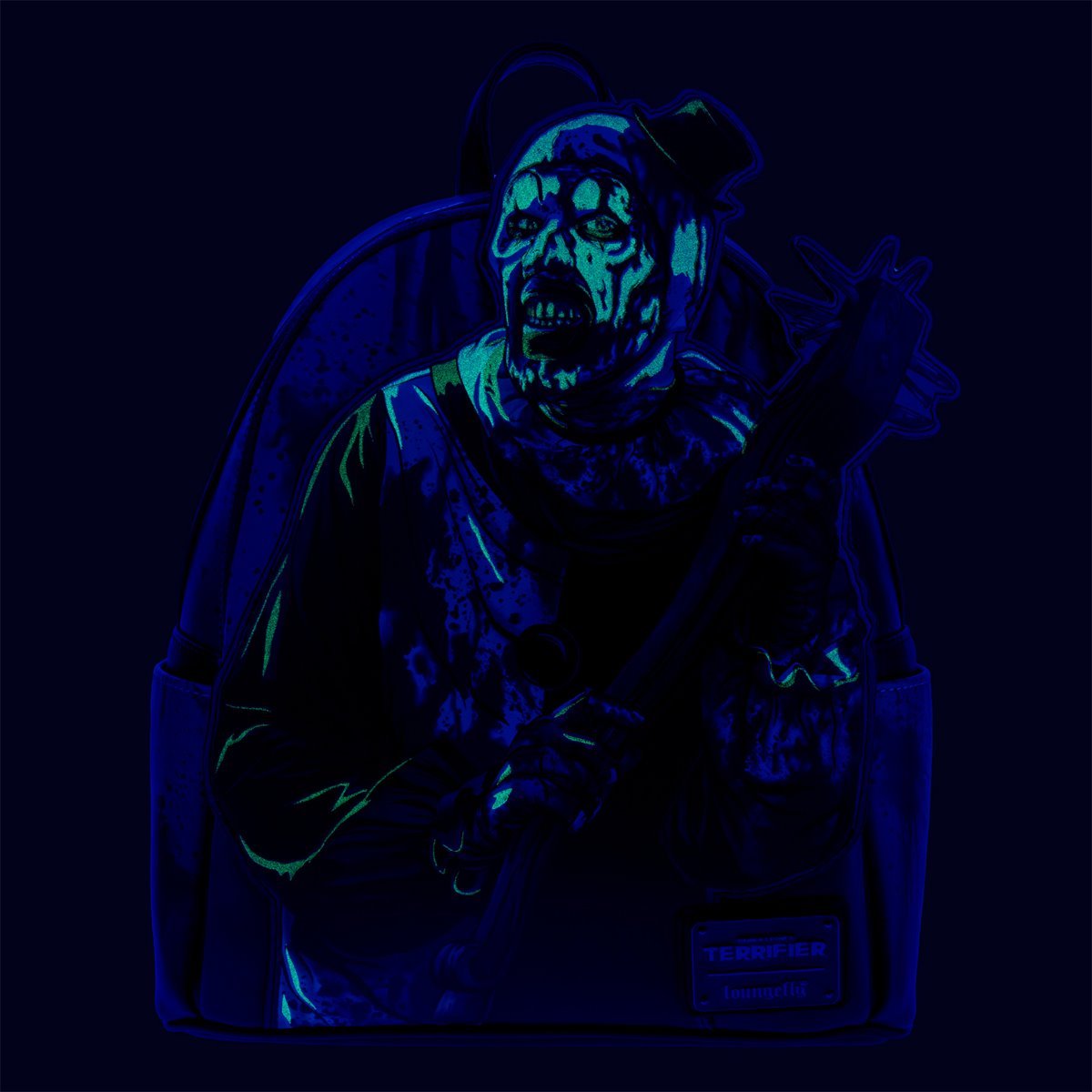 Loungefly Terrifier Art the Clown Glow-in-the-Dark Blood Splatter Mini Backpack - Entertainment Earth Exclusive Faux Leather Horror Collectible Bag