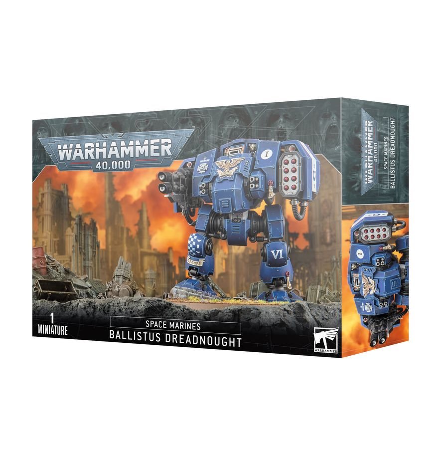 Warhammer 40K Space Marines Ballistus Dreadnought Miniature Model Kit – Heavy Weapons Combat Walker with Lascannons & Missile Launchers – Push-Fit