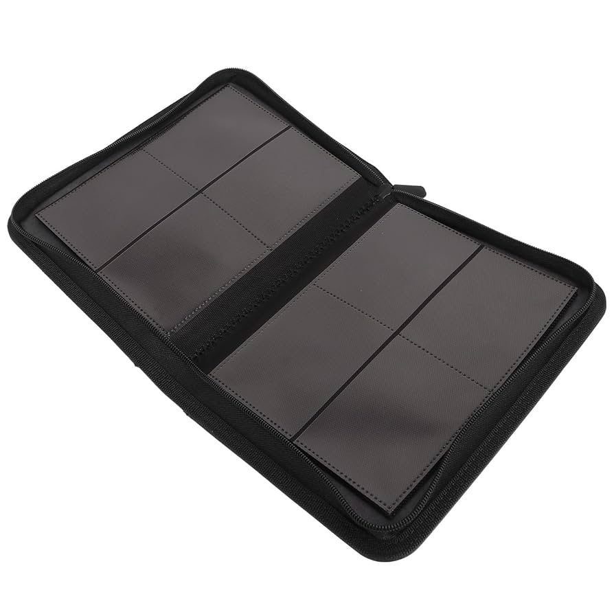 ER Top Loader Binder 2x2 for 160 Cards Black – Zipper Trading Card Album with 4-Pocket Pages, Compact Card Storage Binder for Sports Cards, TCG