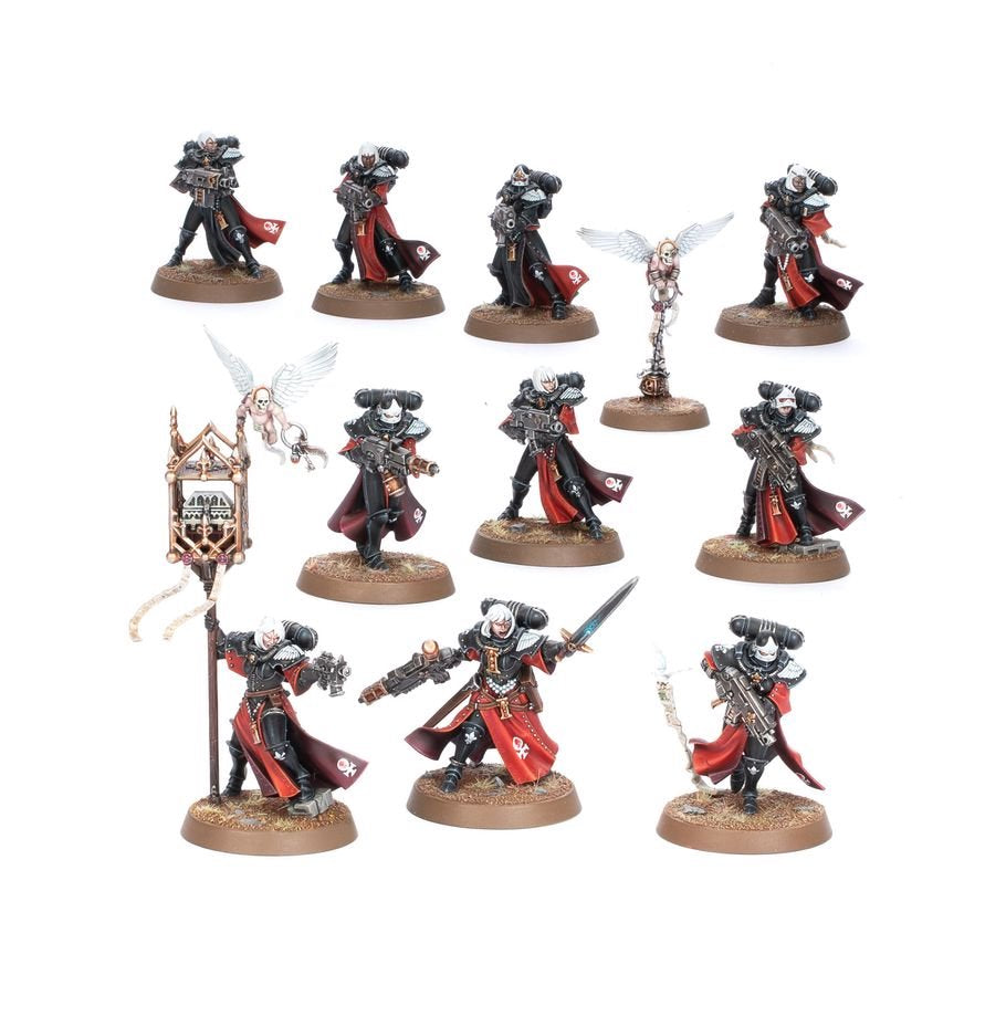 Warhammer 40K Adepta Sororitas Battle Sisters Squad Miniatures Set, Builds 10 Battle Sisters or Dominion Squad, Citadel Plastic Models with Custom