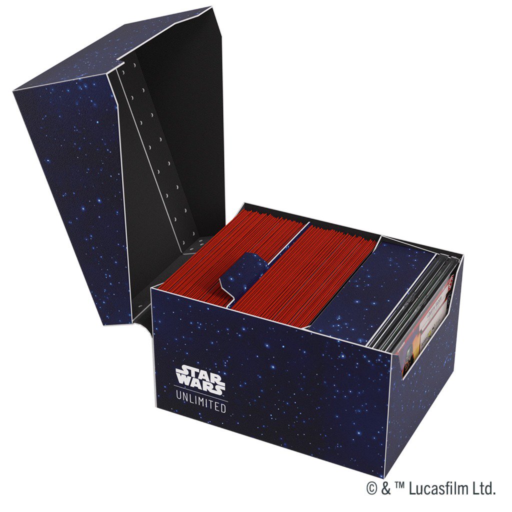 Star Wars Unlimited Twin Suns Soft Crate Card Back Blue, Officially Licensed Deck Box with Token Box and 2 Slide Card Cases, Holds Double-Sleeved