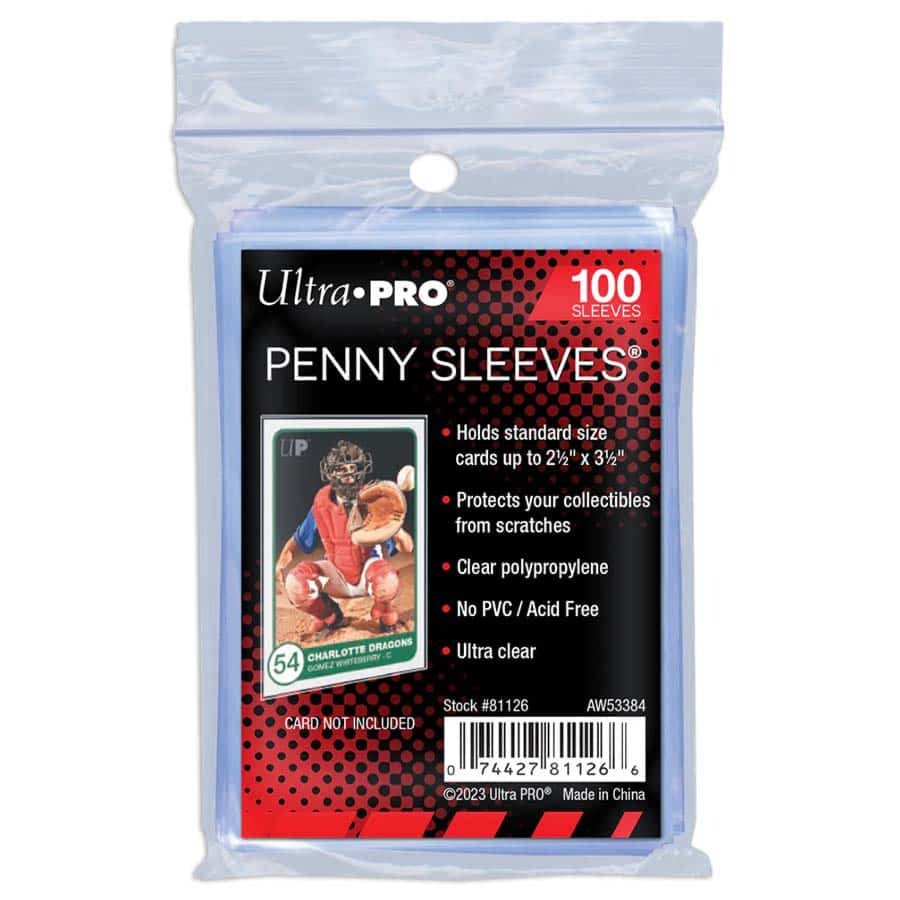 Ultra PRO Penny Sleeves Soft Trading Card Sleeves 100 Count, Clear Non-PVC Acid-Free Archival Safe Card Protectors for Standard Size Sports Cards