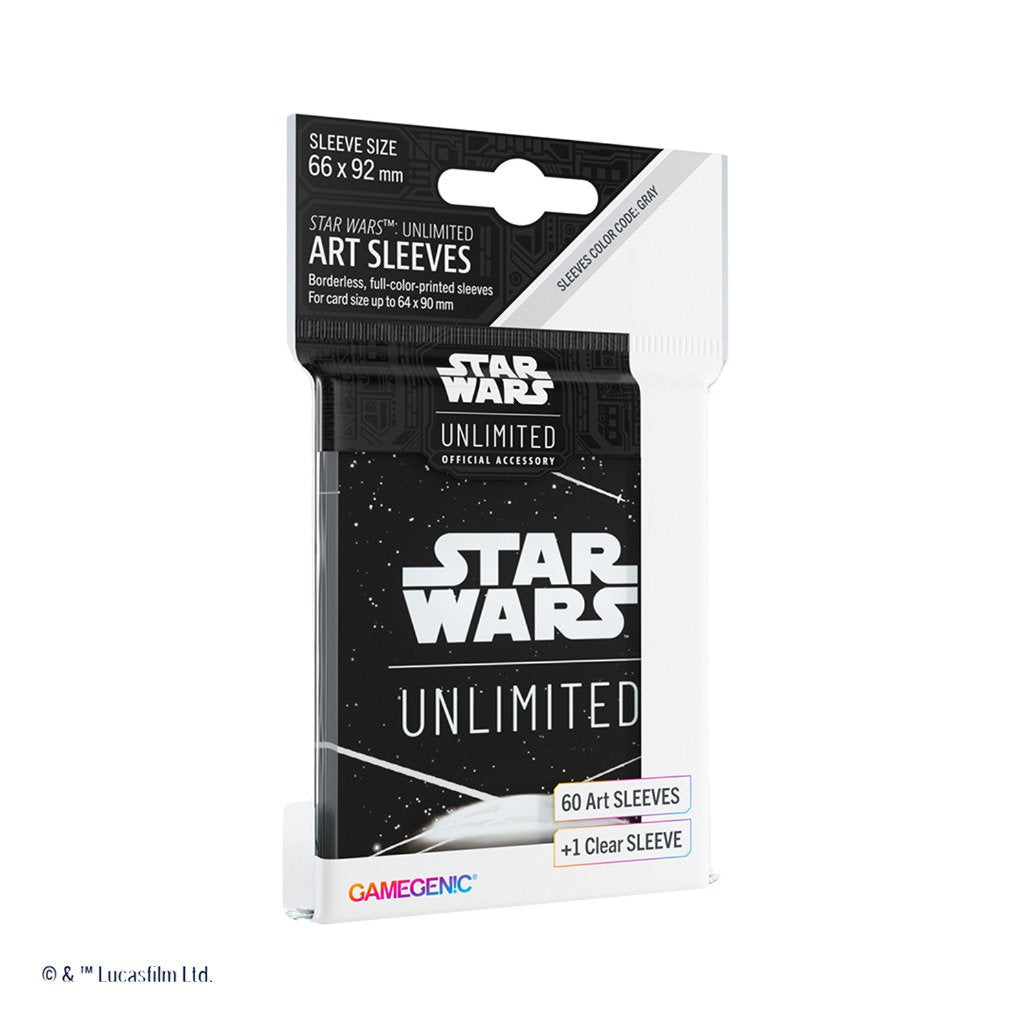 Star Wars Unlimited Art Card Sleeves, Card Back White, 60 Standard Size Sleeves with 1 Clear Leader Sleeve, Durable Printed Card Protectors for TCG
