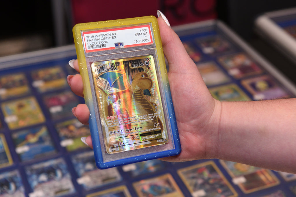 ER Bumper Slab PSA Gradient Yellow Blue Glitter Protective Case