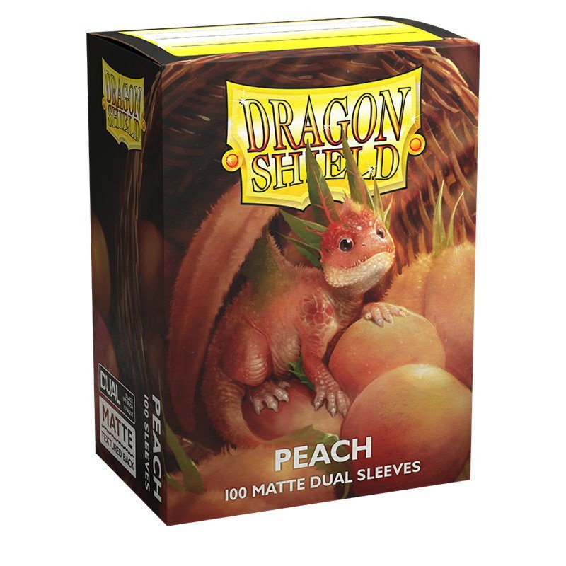 Dragon Shield Dual Matte Sleeves Peach 100 Count – Standard Size Card Sleeves with Clear Front, Matte Textured Back, Black Interior, Opaque Protection