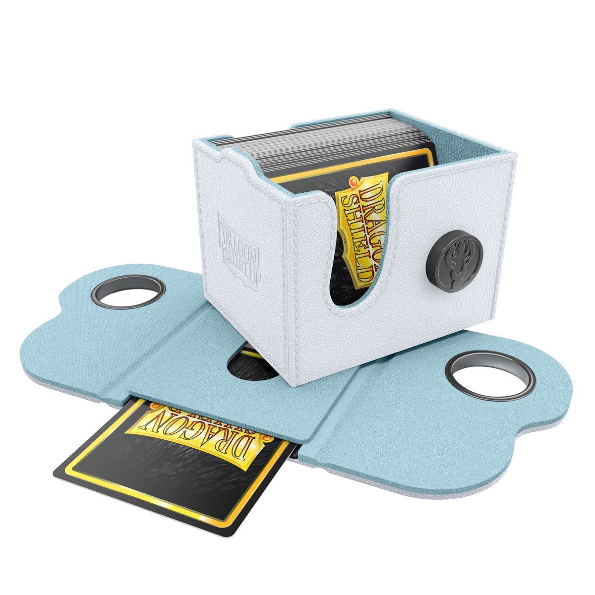 Dragon Shield Dragon Lock System Deck Box 100+ White & Aqua Magnetic Card Storage Case for TCG Cards, Acrylic Display Window, Holds 130 Single-Sleeved