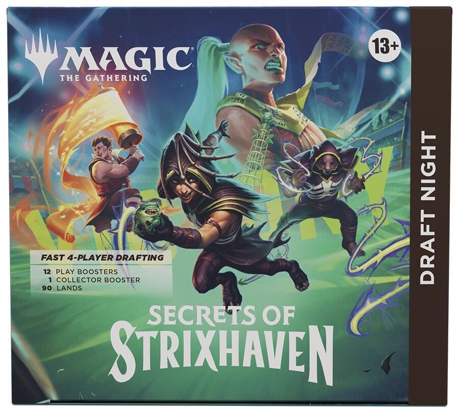 Magic: The Gathering Secrets of Strixhaven Draft Night Box | 12 Play Boosters + 1 Collector Booster | MTG SOS Pick-Two Draft Set for 4 Players