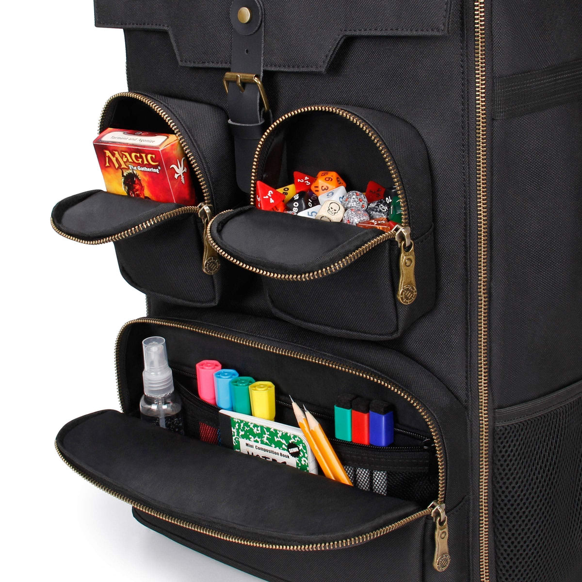 ENHANCE Board Game Backpack - Reinforced Rigid Board Game Storage with Padded Shoulder Straps, Carrying Handle, and Accessories Pockets for Dice