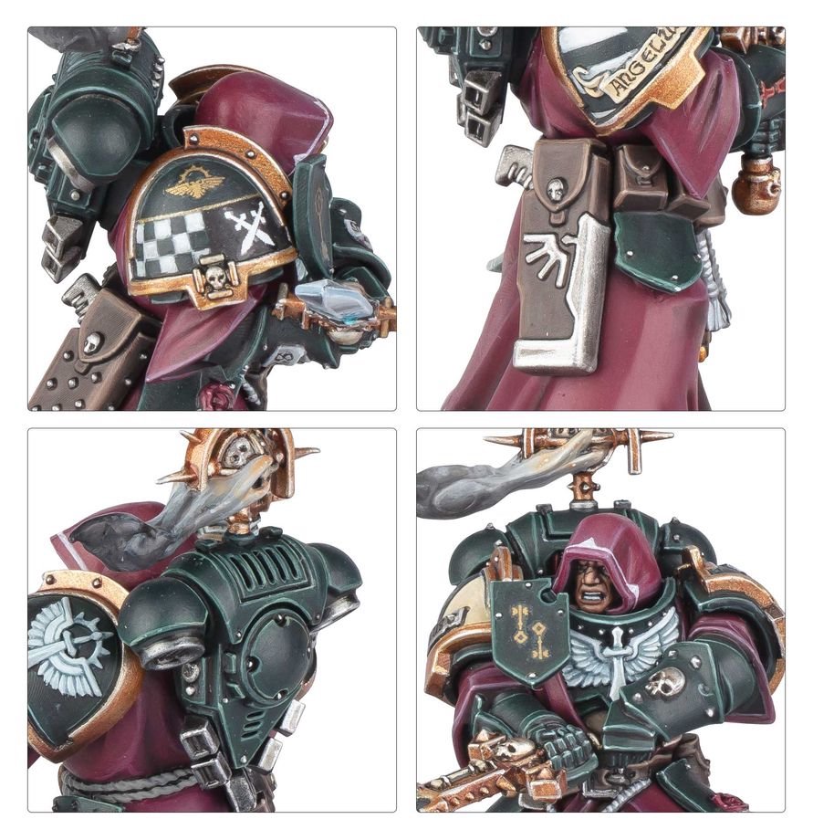 Warhammer 40K Dark Angels Inner Circle Companions – 3 Elite Melee Veterans Miniatures with Calibanite Greatswords, Customizable Poses & Transfer Sheet
